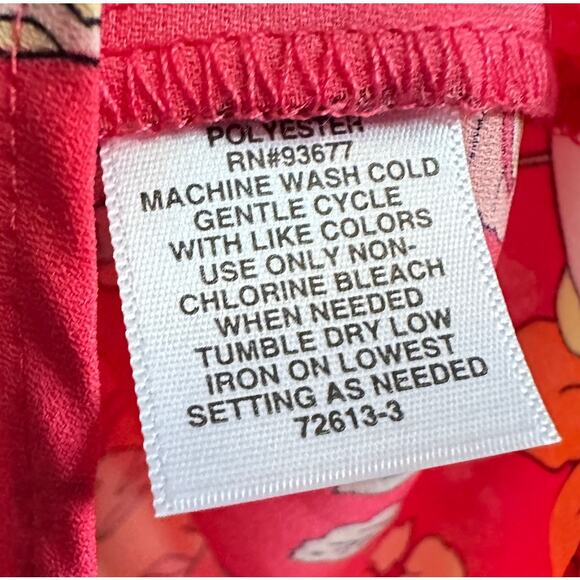 Liz Claiborne Blouse Petite XL Red Teaberry Hawai Floral Ruffle Sleeve  V Neck - Picture 2 of 6